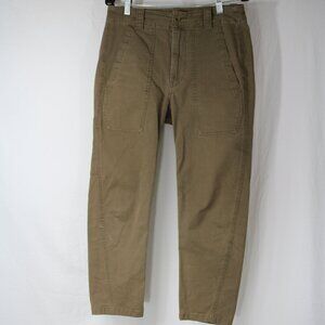 Vince Women's Size 4 Brown Cotton Canvas Utility High Rise Cropped Pants